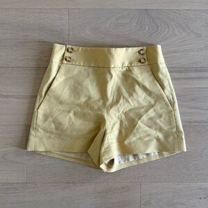 Veronica Beard Sunflower High-Waist Shorts with Button Accents